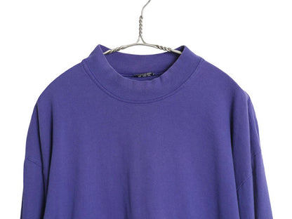 90s USA製 デュオフォールド モックネック 長袖 Tシャツ メンズ XL / オールド ロンT 無地 ヘビーウェイト コットン パープル 大きいサイズ