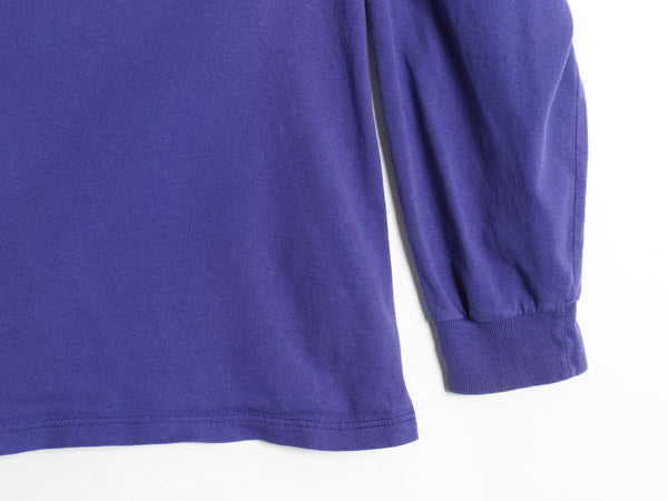 90s USA製 デュオフォールド モックネック 長袖 Tシャツ メンズ XL / オールド ロンT 無地 ヘビーウェイト コットン パープル 大きいサイズ