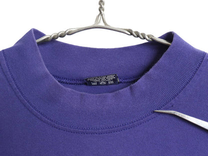 90s USA製 デュオフォールド モックネック 長袖 Tシャツ メンズ XL / オールド ロンT 無地 ヘビーウェイト コットン パープル 大きいサイズ