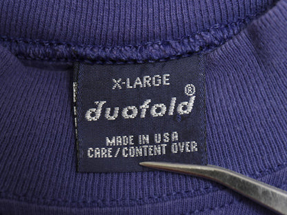 90s USA製 デュオフォールド モックネック 長袖 Tシャツ メンズ XL / オールド ロンT 無地 ヘビーウェイト コットン パープル 大きいサイズ