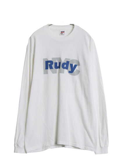 90s USA製 両面 プリント 長袖 Tシャツ メンズ L オールド ロンT ロングTシャツ ヘビーウェイト シングルステッチ メッセージ 白T アンビル