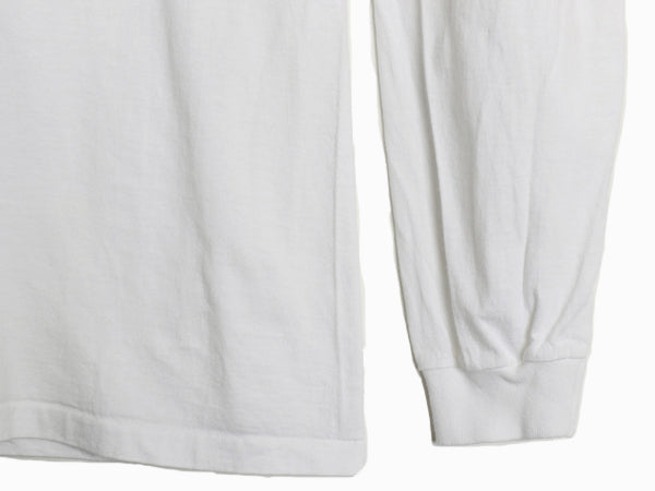 90s USA製 両面 プリント 長袖 Tシャツ メンズ L オールド ロンT ロングTシャツ ヘビーウェイト シングルステッチ メッセージ 白T アンビル