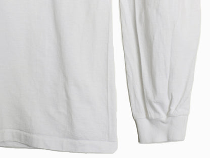 90s USA製 両面 プリント 長袖 Tシャツ メンズ L オールド ロンT ロングTシャツ ヘビーウェイト シングルステッチ メッセージ 白T アンビル