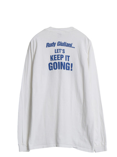 90s USA製 両面 プリント 長袖 Tシャツ メンズ L オールド ロンT ロングTシャツ ヘビーウェイト シングルステッチ メッセージ 白T アンビル