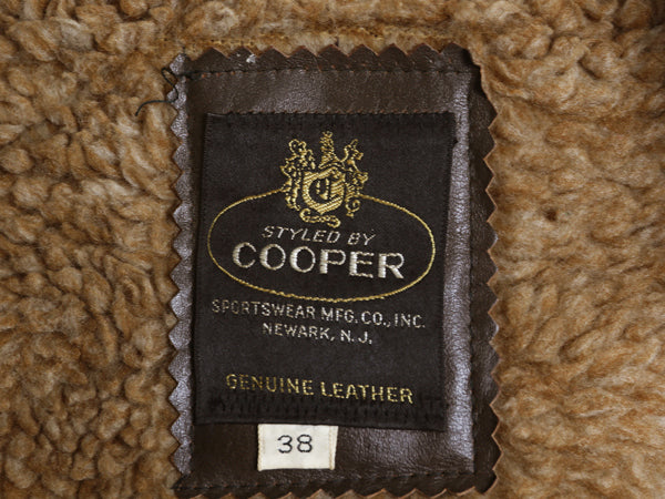 70s USA製 ★ COOPER B-3 タイプ 本革 レザー ジャケット 38 メンズ M 程/ ヴィンテージ 革ジャン ミリタリー ボンバー ボア ハイネック 茶