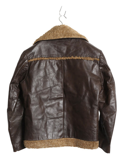 70s USA製 ★ COOPER B-3 タイプ 本革 レザー ジャケット 38 メンズ M 程/ ヴィンテージ 革ジャン ミリタリー ボンバー ボア ハイネック 茶