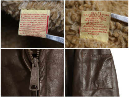 70s USA製 ★ COOPER B-3 タイプ 本革 レザー ジャケット 38 メンズ M 程/ ヴィンテージ 革ジャン ミリタリー ボンバー ボア ハイネック 茶