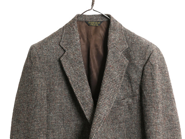 デッドストック 80s USA製 ハリスツイード テーラード ジャケット メンズ L 程/ ヴィンテージ ブレザー ツイード ウール トラッド シンプル