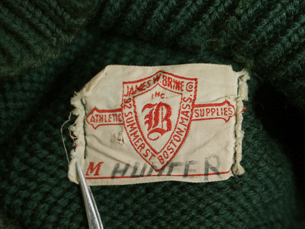 30s ★ ダートマス レタード ニット セーター メンズ M / 古着 ヴィンテージ アワード ヘビーウェイト ウール ローゲージ ボートネック 緑