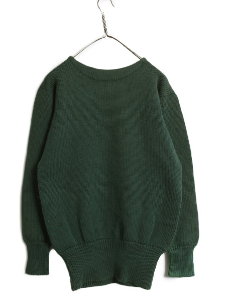 30s ★ ダートマス レタード ニット セーター メンズ M / 古着 ヴィンテージ アワード ヘビーウェイト ウール ローゲージ ボートネック 緑