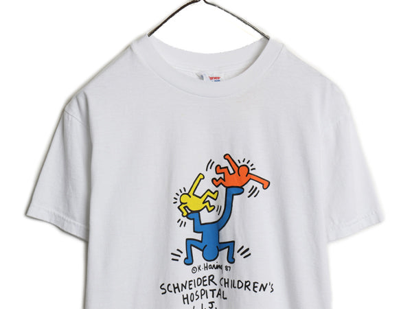 90s ★ キースヘリング イラスト プリント Tシャツ メンズ レディース S / オールド ヴィンテージ オフィシャル 当時物 ポップ アート 白