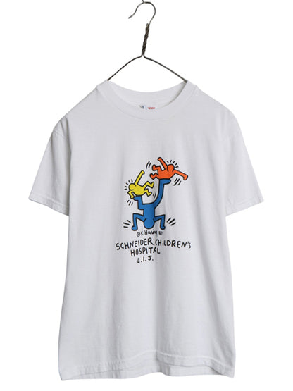 90s ★ キースヘリング イラスト プリント Tシャツ メンズ レディース S / オールド ヴィンテージ オフィシャル 当時物 ポップ アート 白