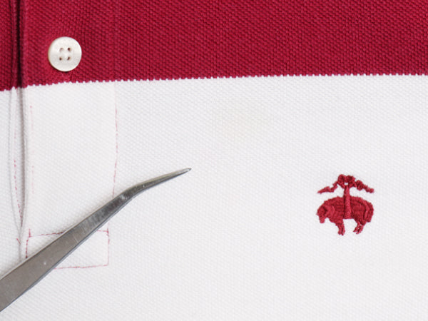 ブルックスブラザーズ 鹿の子 半袖 ポロシャツ メンズ S / SLIM FIT ワンポイント ロゴ 刺繍 カットソー コットン ボーダー トリコカラー