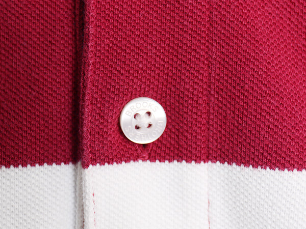 ブルックスブラザーズ 鹿の子 半袖 ポロシャツ メンズ S / SLIM FIT ワンポイント ロゴ 刺繍 カットソー コットン ボーダー トリコカラー