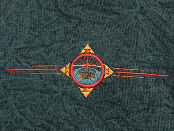 90s USA製 ネイティブ 刺繍 スウェット メンズ L / オールド シンボル グラフィック トレーナー ケミカルウォッシュ ヘビーウェイト 裏起毛