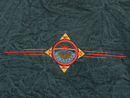 90s USA製 ネイティブ 刺繍 スウェット メンズ L / オールド シンボル グラフィック トレーナー ケミカルウォッシュ ヘビーウェイト 裏起毛