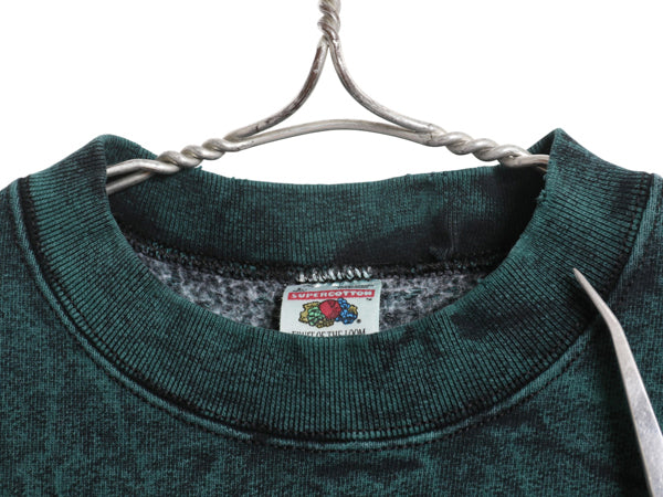 90s USA製 ネイティブ 刺繍 スウェット メンズ L / オールド シンボル グラフィック トレーナー ケミカルウォッシュ ヘビーウェイト 裏起毛