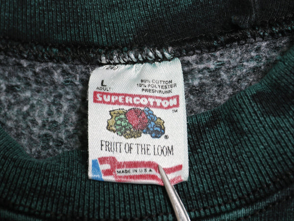 90s USA製 ネイティブ 刺繍 スウェット メンズ L / オールド シンボル グラフィック トレーナー ケミカルウォッシュ ヘビーウェイト 裏起毛