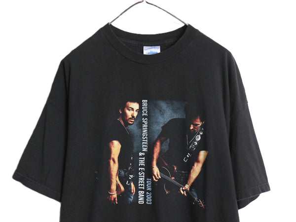 00s ブルーススプリングスティーン ツアー イラスト プリント Tシャツ メンズ 2XL / オールド 両面 オフィシャル ロック 大きいサイズ 黒