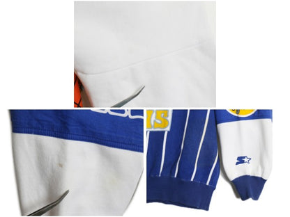 90s スターター 総柄 カレッジ プリント スウェット メンズ L オールド トレーナー 裏起毛 バスケ UCLA キャラクター 刺繍 ヘビーウェイト