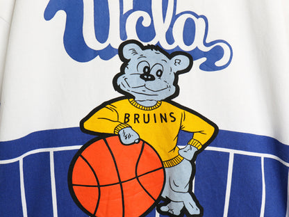 90s スターター 総柄 カレッジ プリント スウェット メンズ L オールド トレーナー 裏起毛 バスケ UCLA キャラクター 刺繍 ヘビーウェイト