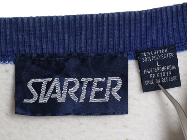 90s スターター 総柄 カレッジ プリント スウェット メンズ L オールド トレーナー 裏起毛 バスケ UCLA キャラクター 刺繍 ヘビーウェイト