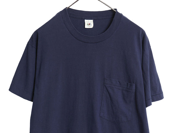 80s USA製 フルーツオブザルーム ポケット付き 無地 半袖 Tシャツ メンズ XL / ヴィンテージ ポケT 耳付き シングルステッチ 大きいサイズ 