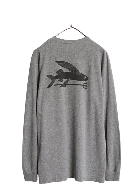 パタゴニア 両面 プリント 長袖 Tシャツ メンズ M 18年製 アウトドア ロンT ロングスリーブ フライング フィッシュ グラフィック イラスト