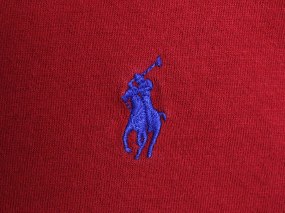 90s ポロ ラルフローレン 半袖 Tシャツ メンズ L 古着 オールド コットン ワンポイント カットソー シンプル トップス クルーネック レッド