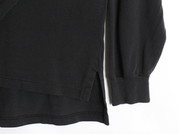 90s ポロ ラルフローレン 鹿の子 長袖 ポロシャツ メンズ M / オールド コットン ワンポイント ポニー 長袖シャツ トップス ブラック 無地