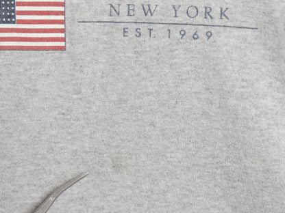 00s USA製 オールド ギャップ プリント 半袖 Tシャツ メンズ レディース M クルーネック ヘビーウェイト カットソー コットン 星条旗 灰