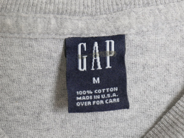 00s USA製 オールド ギャップ プリント 半袖 Tシャツ メンズ レディース M クルーネック ヘビーウェイト カットソー コットン 星条旗 灰