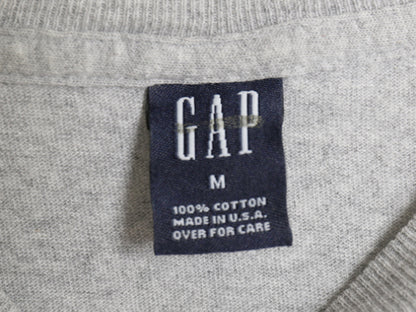 00s USA製 オールド ギャップ プリント 半袖 Tシャツ メンズ レディース M クルーネック ヘビーウェイト カットソー コットン 星条旗 灰