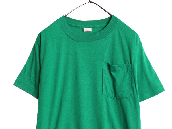 デッドストック 80s USA製 フルーツオブザルーム ポケット付き 無地 半袖 Tシャツ メンズ M / ヴィンテージ シングルステッチ ポケT 耳付き