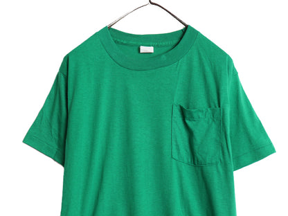 デッドストック 80s USA製 フルーツオブザルーム ポケット付き 無地 半袖 Tシャツ メンズ M / ヴィンテージ シングルステッチ ポケT 耳付き