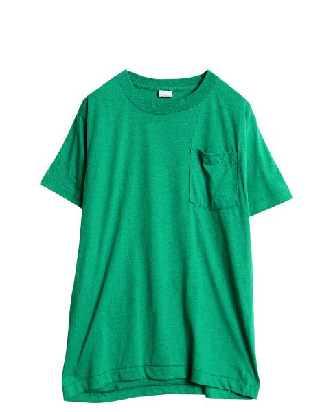 デッドストック 80s USA製 フルーツオブザルーム ポケット付き 無地 半袖 Tシャツ メンズ M / ヴィンテージ シングルステッチ ポケT 耳付き