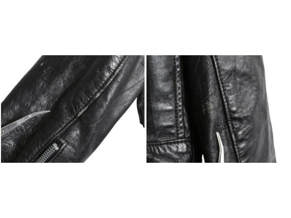 80s 90s USA製 ブルックス 本革 レザー ダブル ライダース ジャケット メンズ S レディース M 程 古着 オールド 革ジャン ショート丈 黒