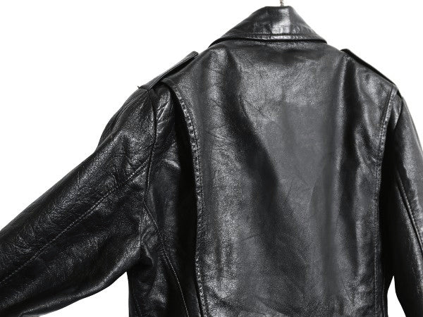 80s 90s USA製 ブルックス 本革 レザー ダブル ライダース ジャケット メンズ S レディース M 程 古着 オールド 革ジャン ショート丈 黒
