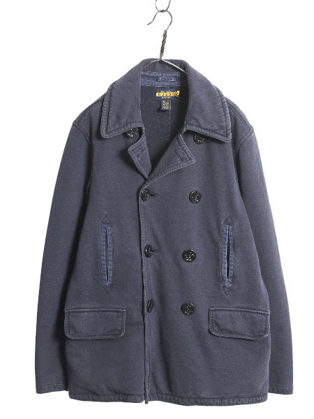 ラグビー ラルフローレン スウェット Pコート メンズ L 古着 ポロ ミリタリー USN ヴィンテージ ネイビー タイプ 8ボタン ハーフ コート 紺