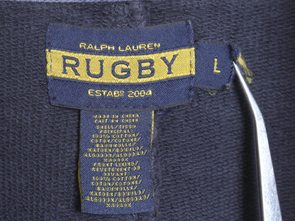 ラグビー ラルフローレン スウェット Pコート メンズ L 古着 ポロ ミリタリー USN ヴィンテージ ネイビー タイプ 8ボタン ハーフ コート 紺