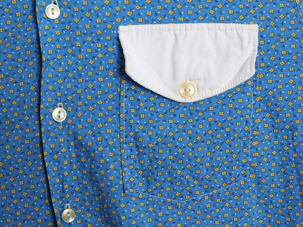 60s 70s ★ タウンクラフト 総柄 クレリック シャツ メンズ M / 古着 ヴィンテージ ぺニーズ コットン 長袖シャツ ポケット付き ボックス