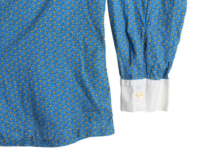 60s 70s ★ タウンクラフト 総柄 クレリック シャツ メンズ M / 古着 ヴィンテージ ぺニーズ コットン 長袖シャツ ポケット付き ボックス