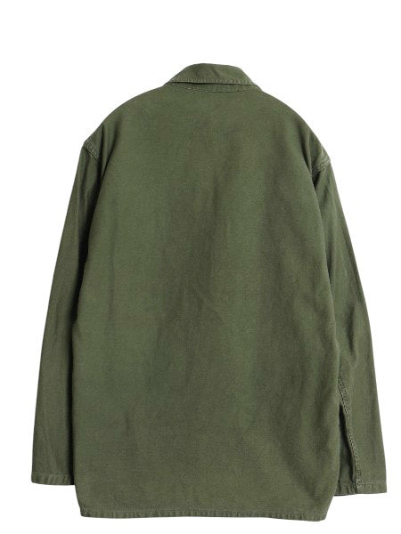60s 米軍実物 US ARMY コットン サテン ユーティリティ シャツ M ヴィンテージ 61年製 1st 後期 筒袖 ミリタリー OG107 ワッペン付き 軍物