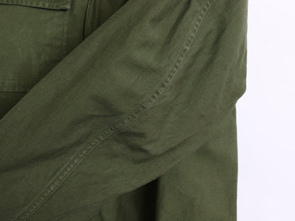 60s 米軍実物 US ARMY コットン サテン ユーティリティ シャツ M ヴィンテージ 61年製 1st 後期 筒袖 ミリタリー OG107 ワッペン付き 軍物
