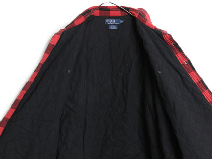 90s ポロ ラルフローレン ヘビー フランネル シャツ ジャケット メンズ XL オールド 中綿 キルティング ライナー付き チェック ネルシャツ