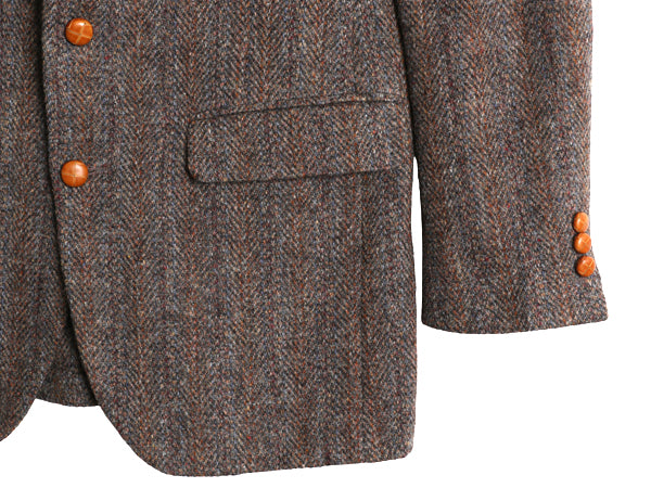 80s USA製 ハリスツイード テーラード ジャケット メンズ M 程/ ヴィンテージ ブレザー ウール ツイード トラッド ストライプ マルチカラー