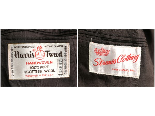 80s USA製 ハリスツイード テーラード ジャケット メンズ M 程/ ヴィンテージ ブレザー ウール ツイード トラッド ストライプ マルチカラー
