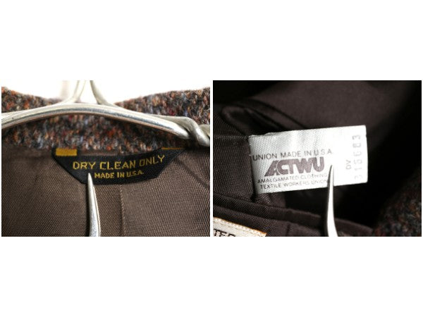 80s USA製 ハリスツイード テーラード ジャケット メンズ M 程/ ヴィンテージ ブレザー ウール ツイード トラッド ストライプ マルチカラー