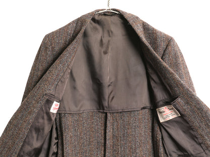 80s USA製 ハリスツイード テーラード ジャケット メンズ M 程/ ヴィンテージ ブレザー ウール ツイード トラッド ストライプ マルチカラー