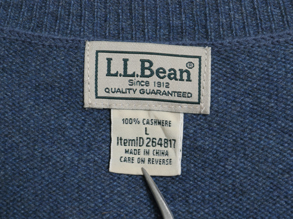 エルエルビーン Vネック ニット ベスト メンズ L 古着 100% カシミヤ セーター プルオーバー 重ね着 ジレ シンプル 無地 薄手 きれいめ 青
